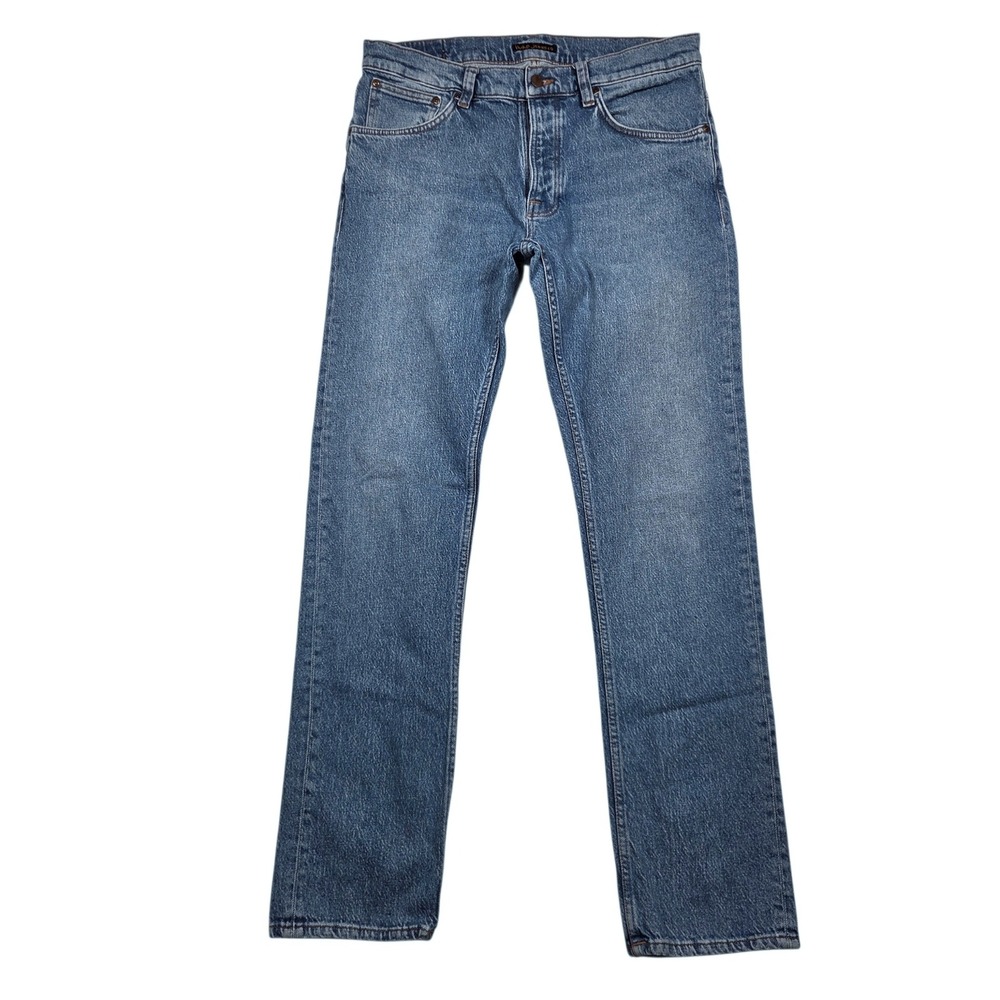 Nudie Jeans Grim Tim Mens 34 Blue Age Slim Straight Leg Denim 1013324 Jeans
